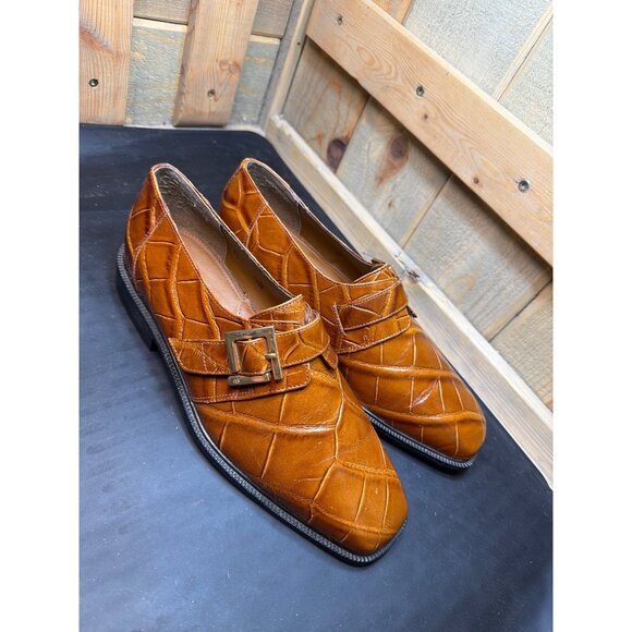 Giorgio Brutini Cognac Crocodile Embossed Leather Monk Strap Dress Shoes 8.5M main image 4
